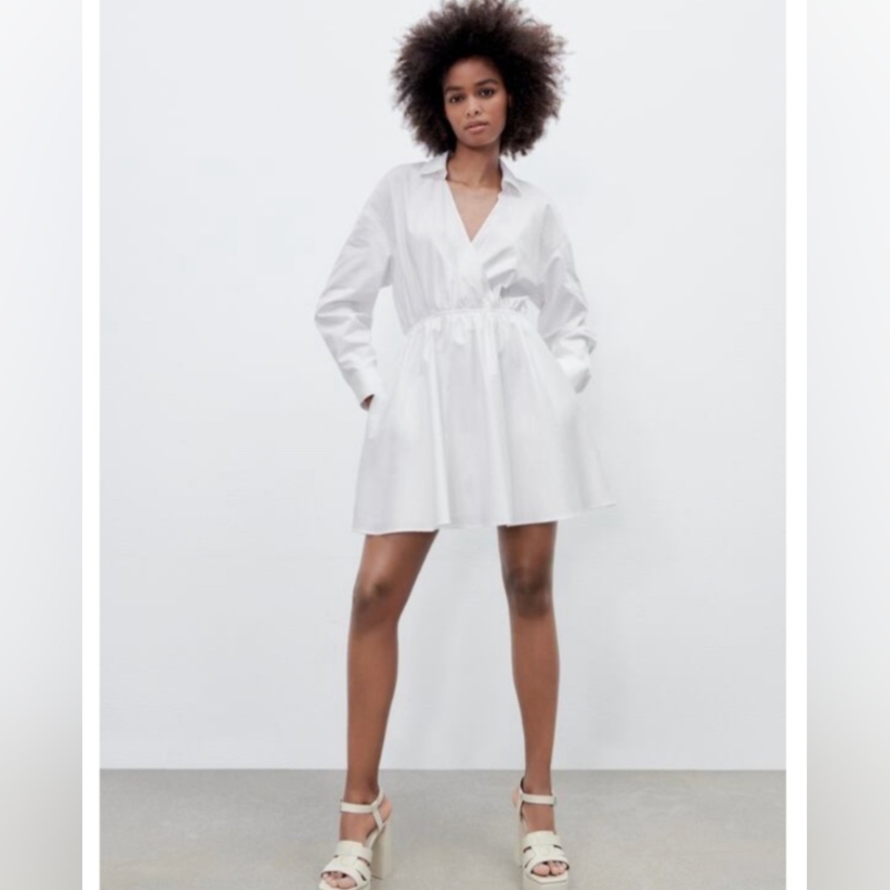 Zara White Shirt Dress Size Medium